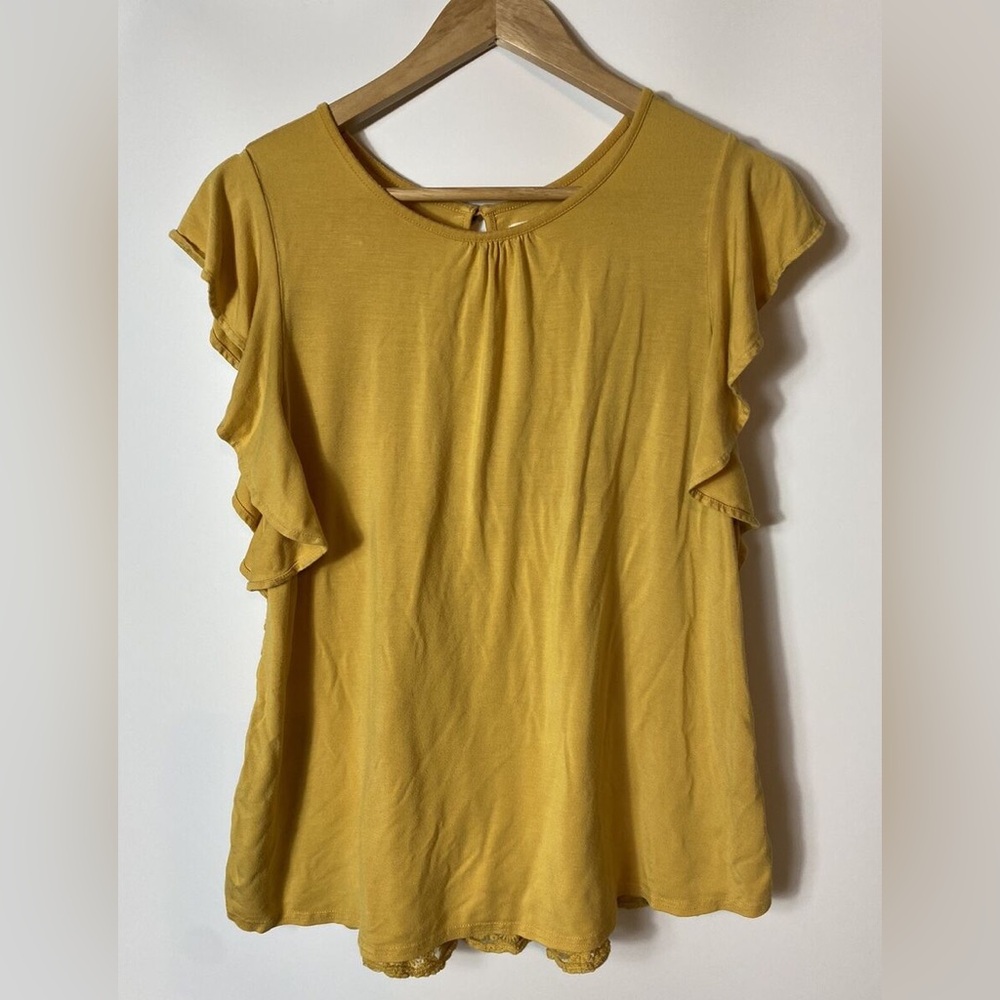 Yellow Ruffle Sleeve Top